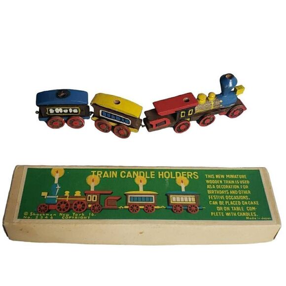 Vintage 1950s Toy Train Candle Holders - Picture 1 of 16
